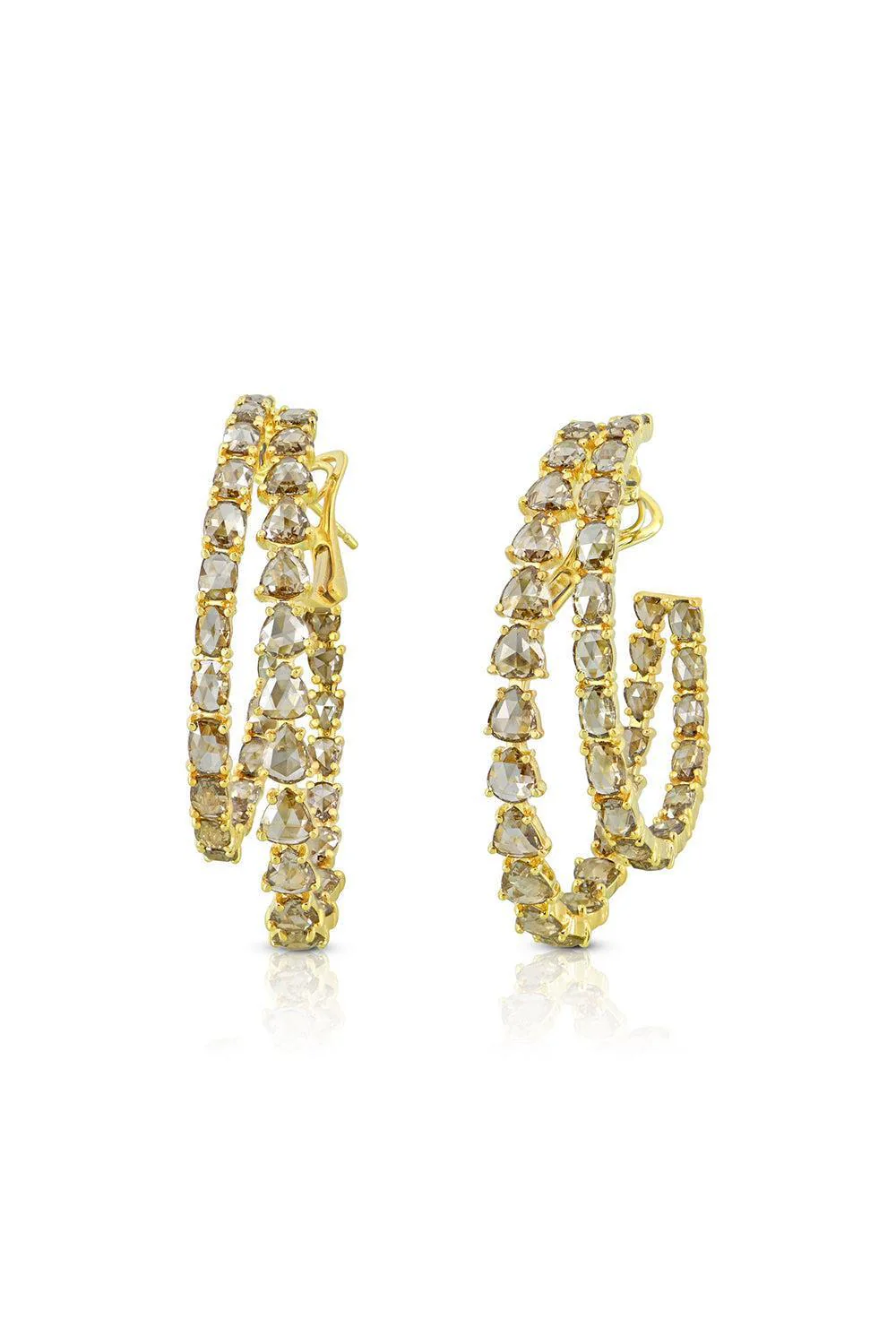 Double Diamond Hoop Earrings