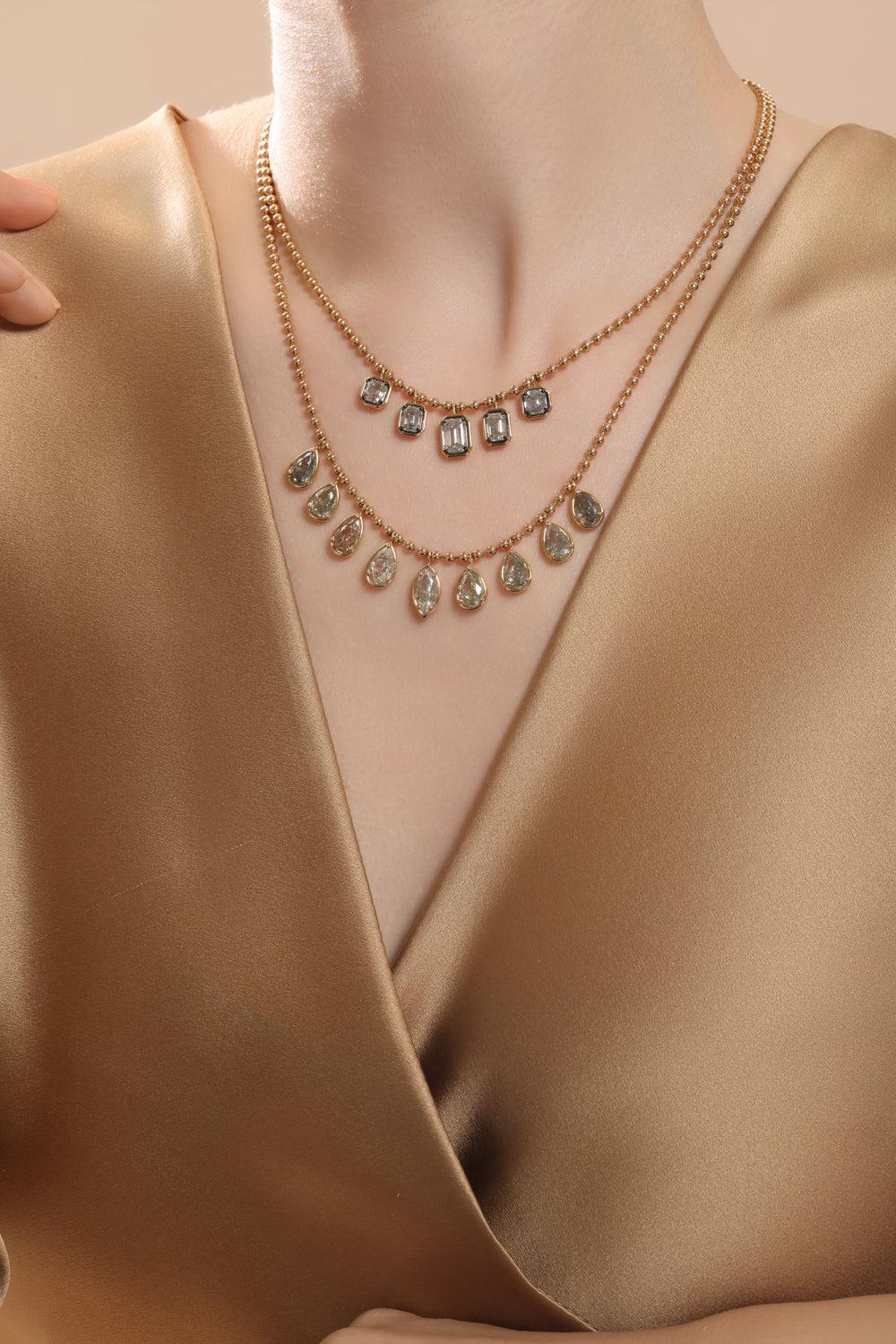 Five Diamond Drop Pendant Necklace - Image 2