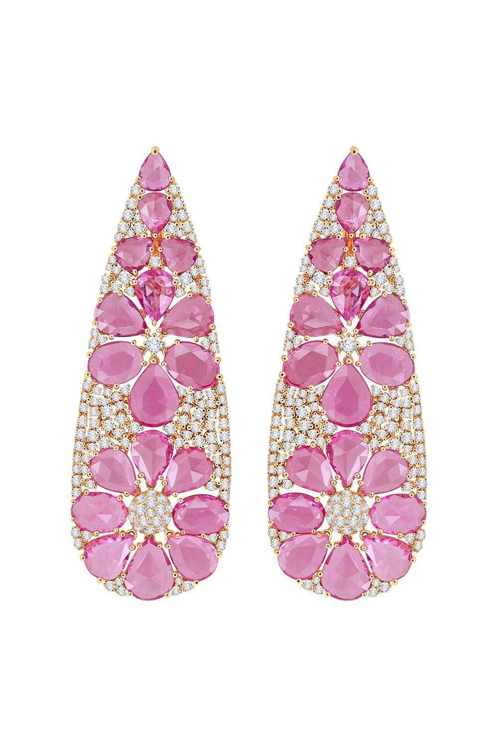 Pink Sapphire Flower Earrings