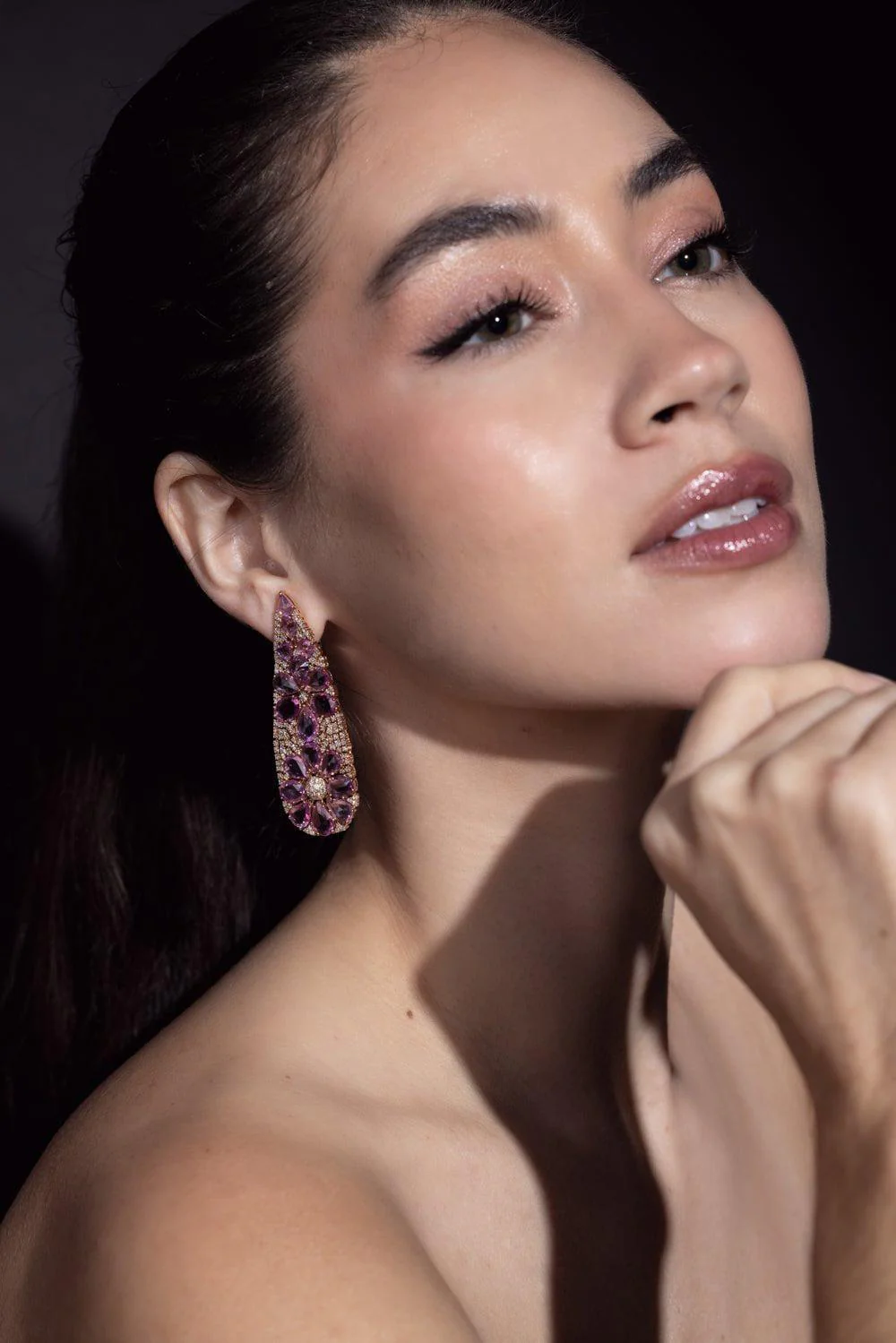 Pink Sapphire Flower Earrings - Image 4
