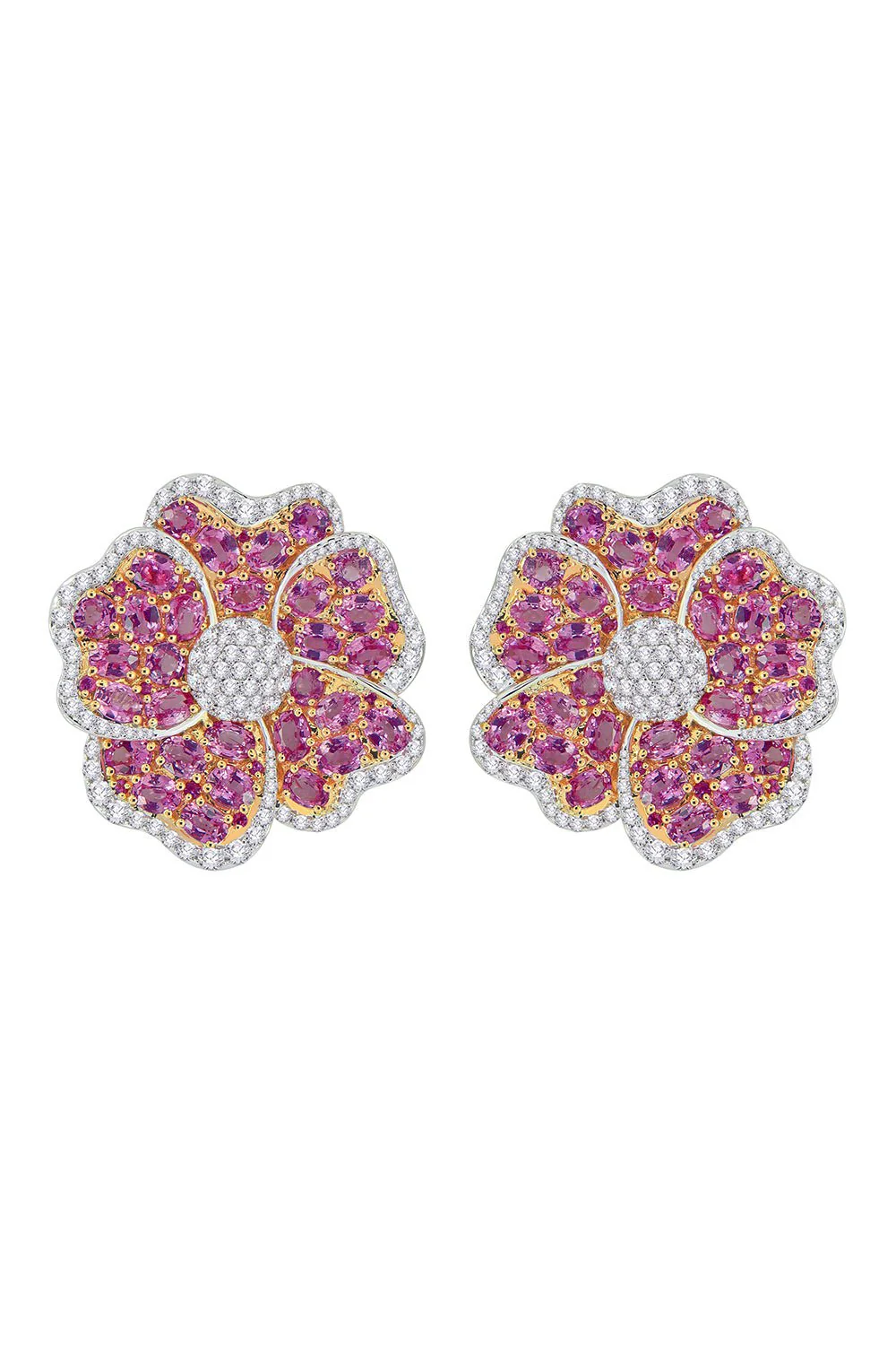 Pink Sapphire Flower Outline Earrings