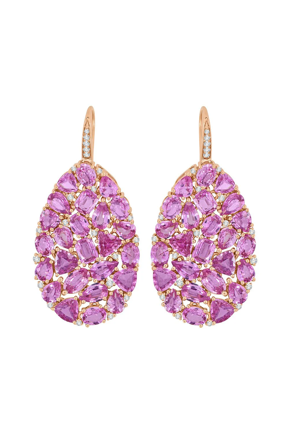 Pink Sapphire Pear Earrings