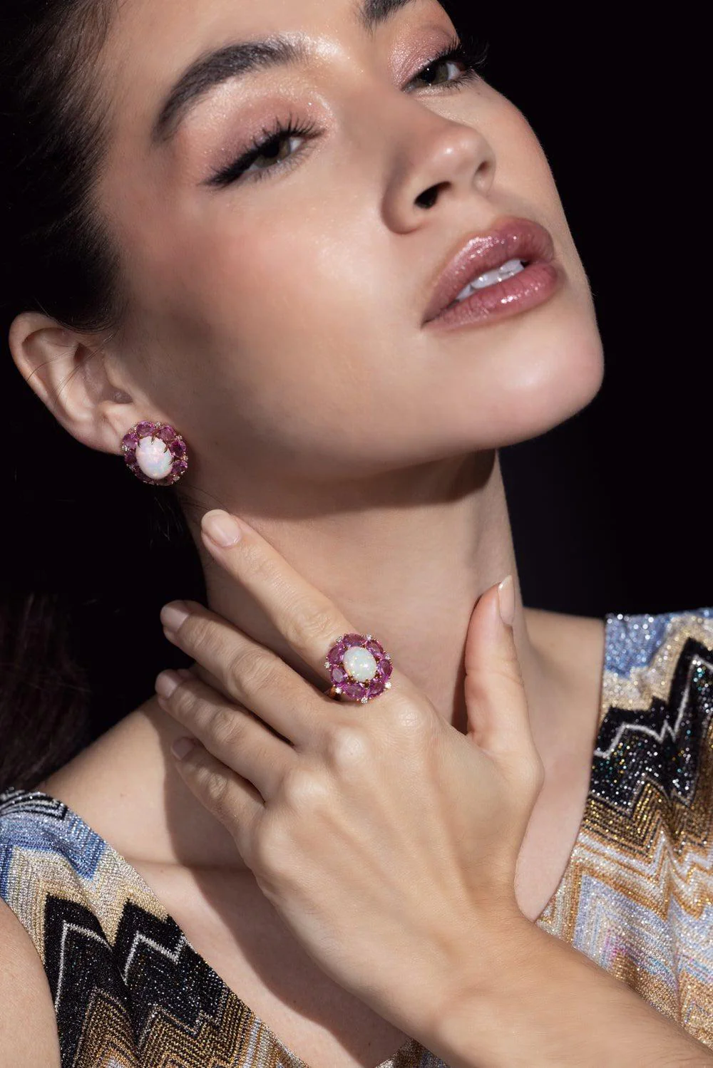 Pink Sapphire White Opal Ring - Image 3