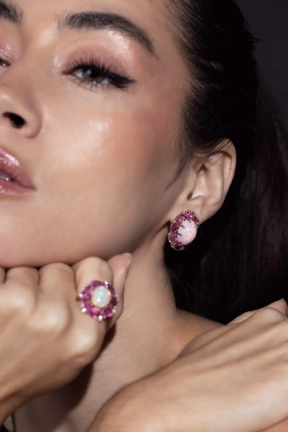Pink Sapphire White Opal Ring - Image 4