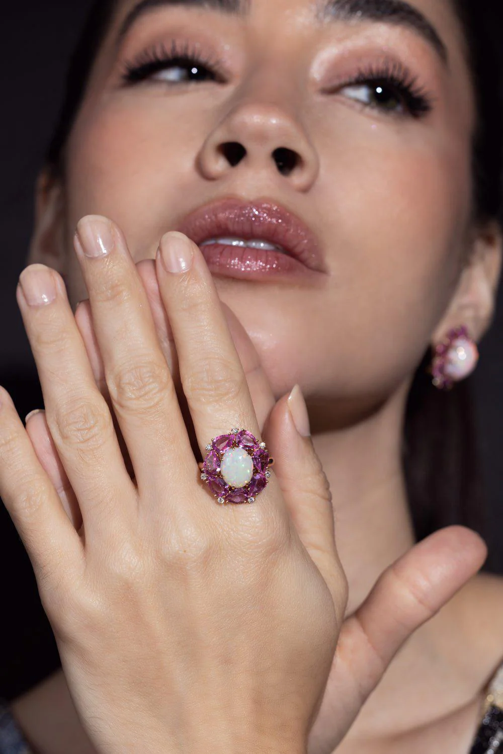 Pink Sapphire White Opal Ring - Image 5