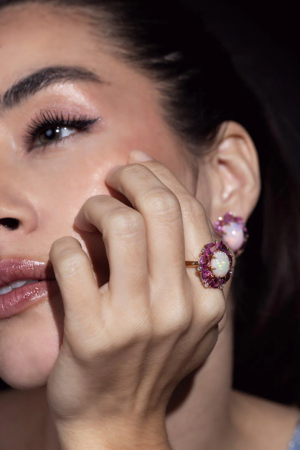 Pink Sapphire White Opal Ring - Image 6