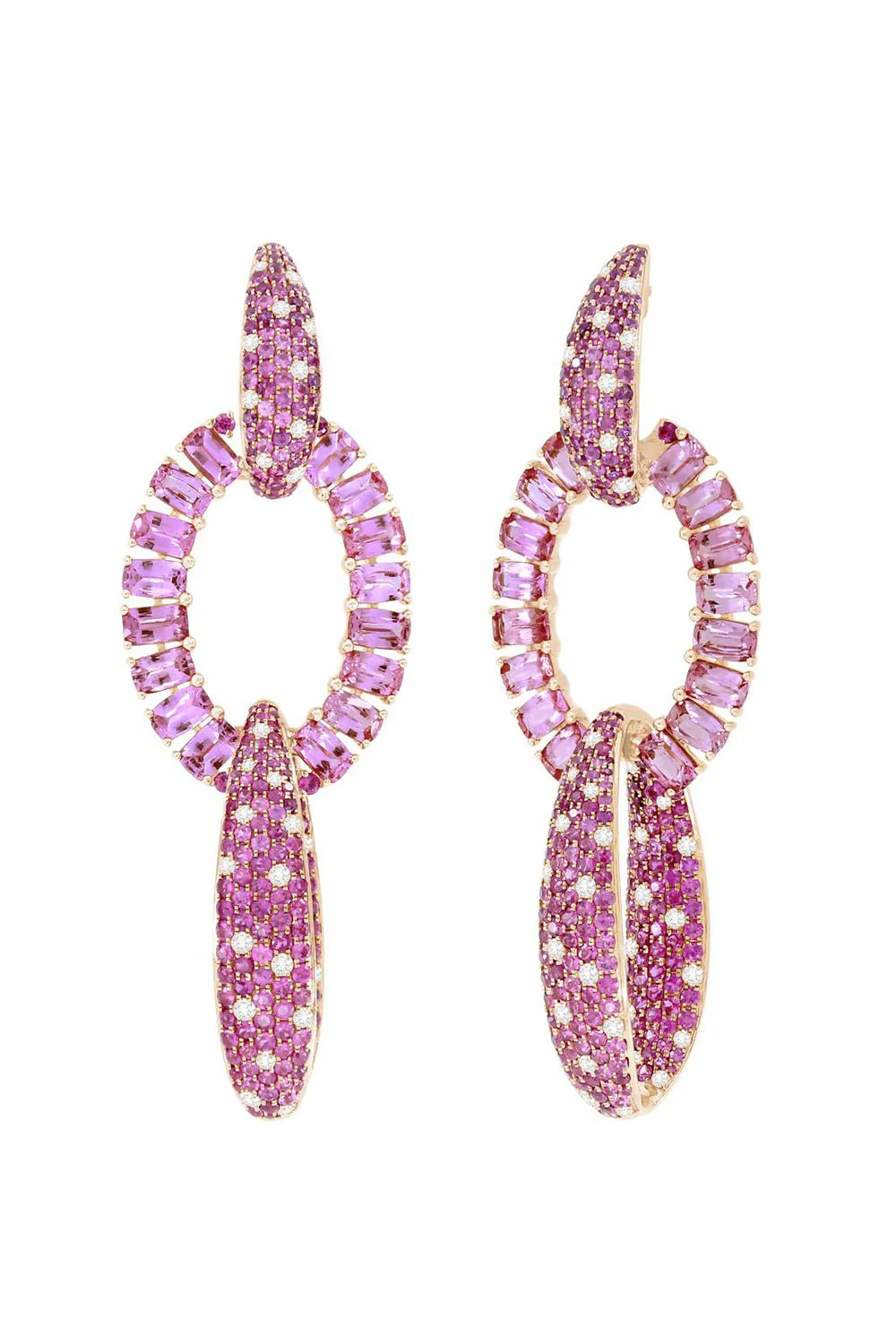 Pink Sapphire Diamond Earrings