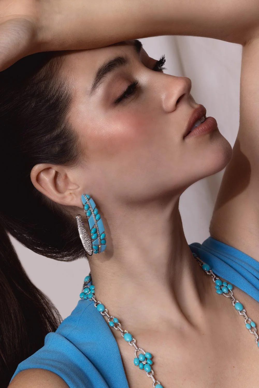 Turquoise Diamond Ceramic Earrings - Image 4