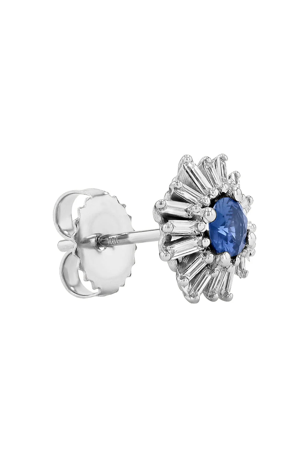 Blue Sapphire Baguette Stud Earrings - Image 4