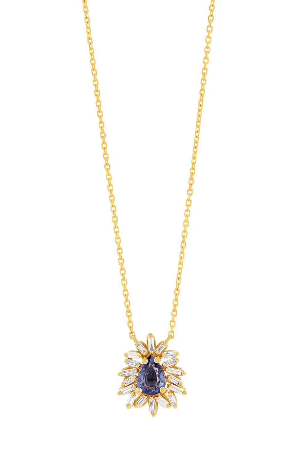 Blue Sapphire Diamond Pendant Necklace