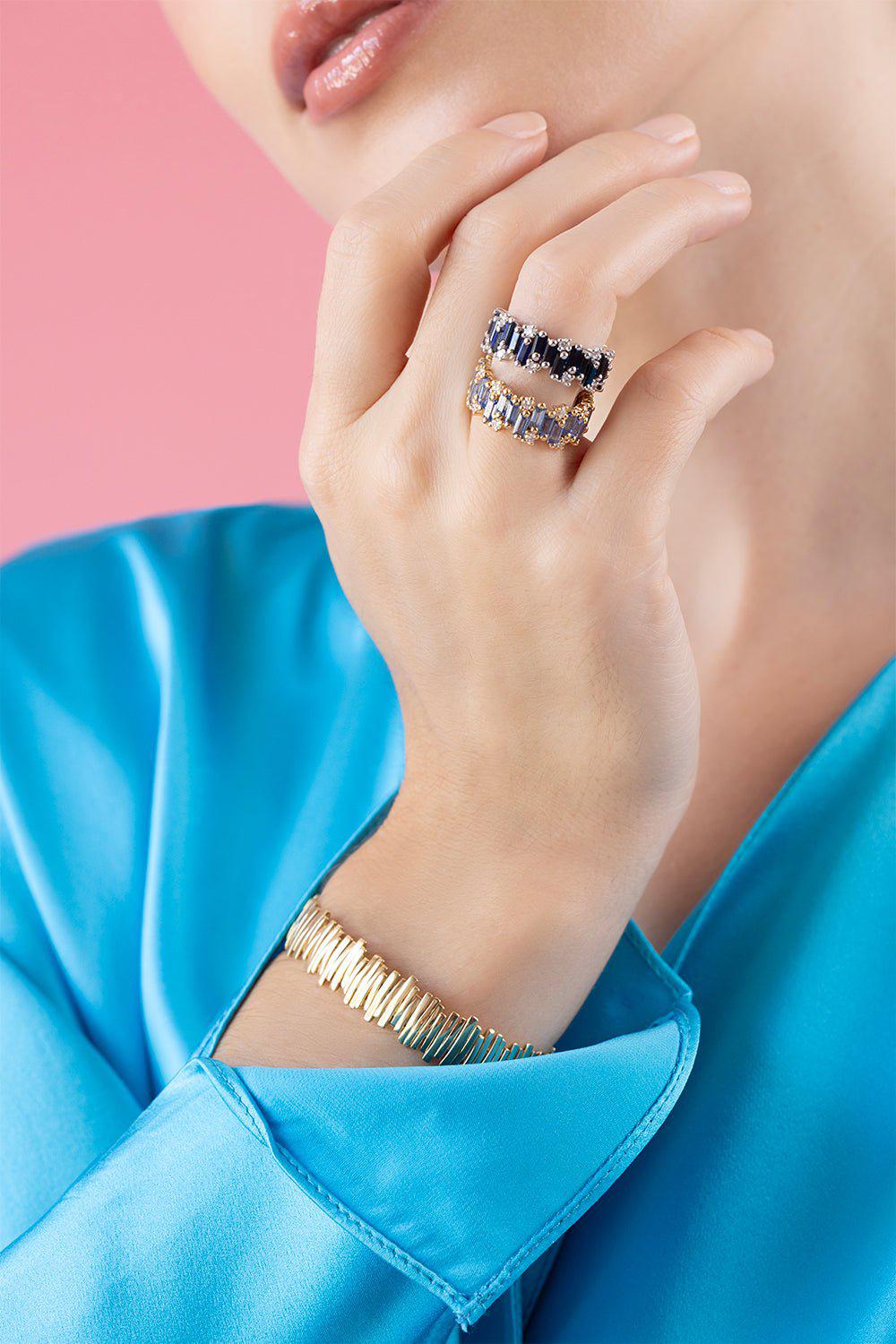 Blue Sapphire Eternity Band - White Gold - Image 3