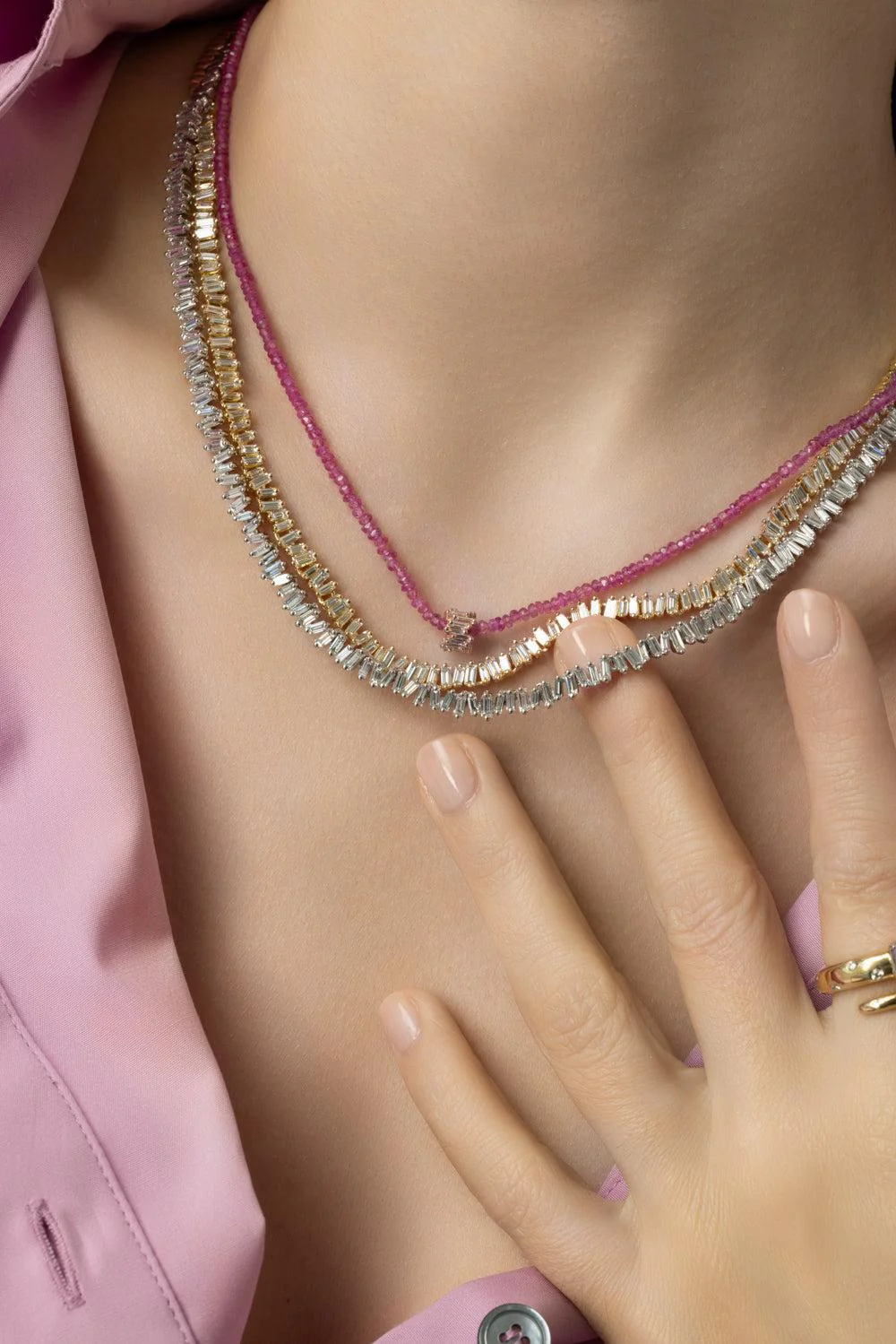 Classic Diamond Baguette Tennis Necklace - Image 2