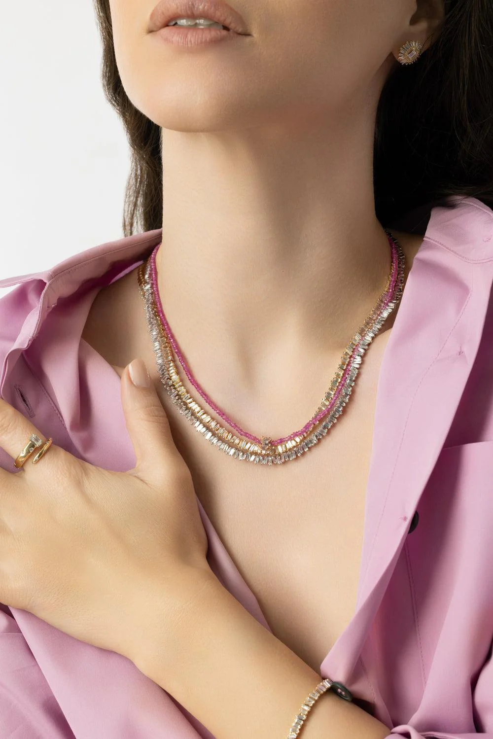 Classic Diamond Baguette Tennis Necklace - Image 4