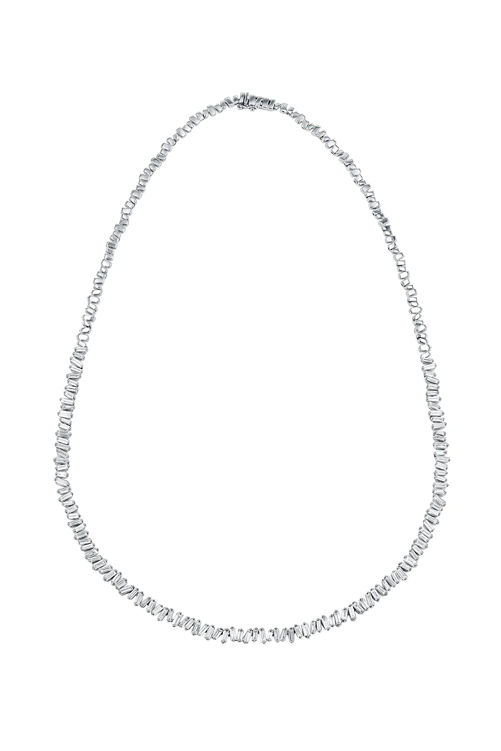 Classic Diamond Baguette Tennis Necklace - Image 5