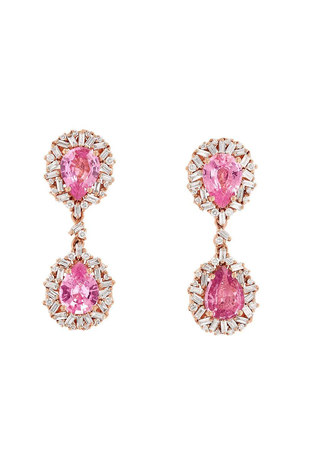 Dark Purple Sapphire Double Drop Earrings