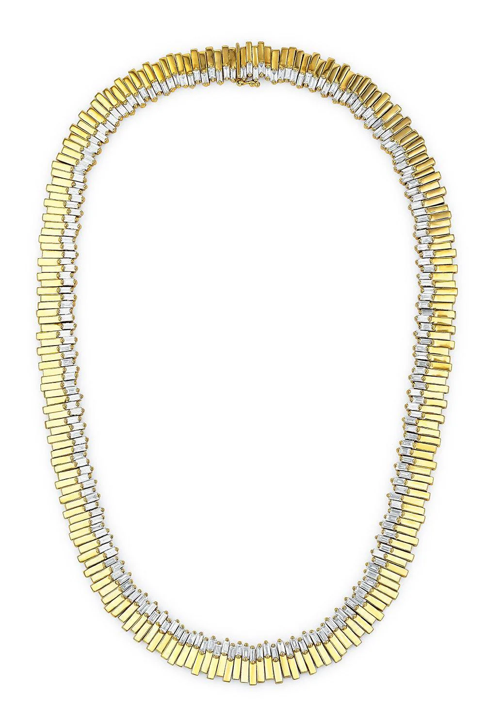 Diamond Bagguette Jagged Necklace