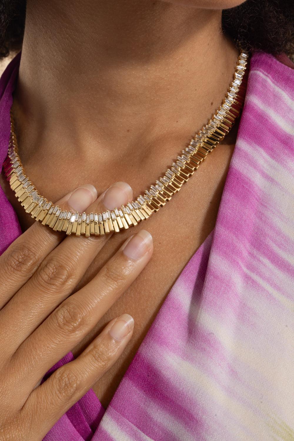 Diamond Bagguette Jagged Necklace - Image 5