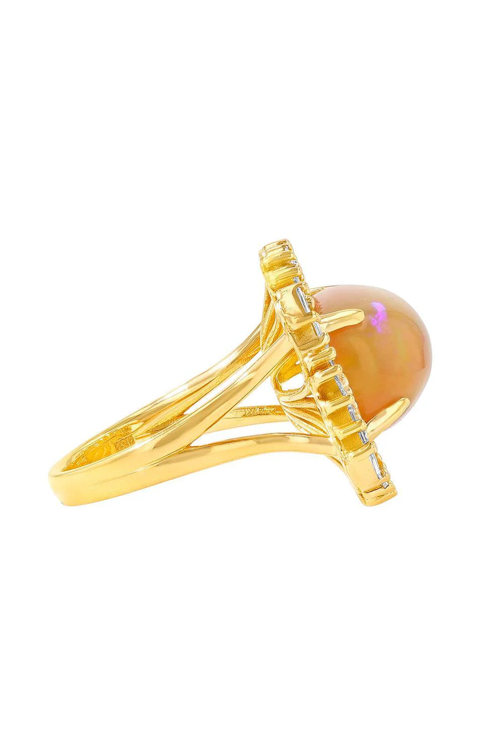 Diamond Baguette Fire Opal Ring - Image 6