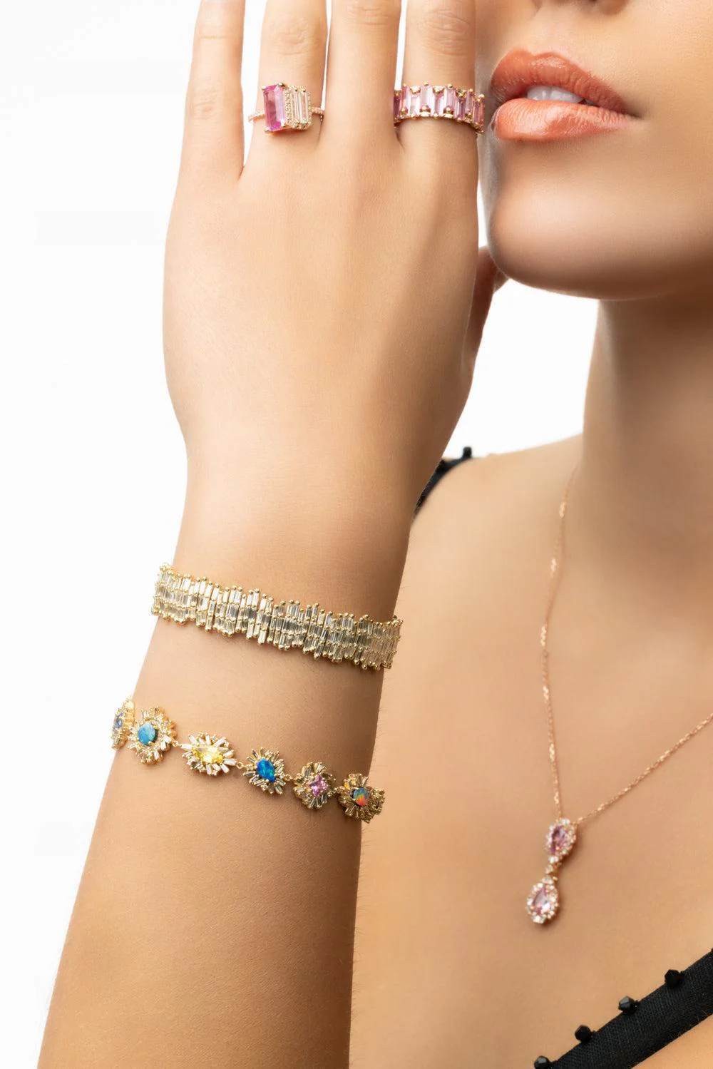 Diamond Triple Row Cuff Bracelet - Image 4