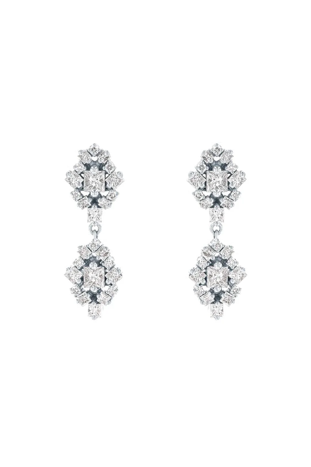 Double Star Diamond Drop Earrings