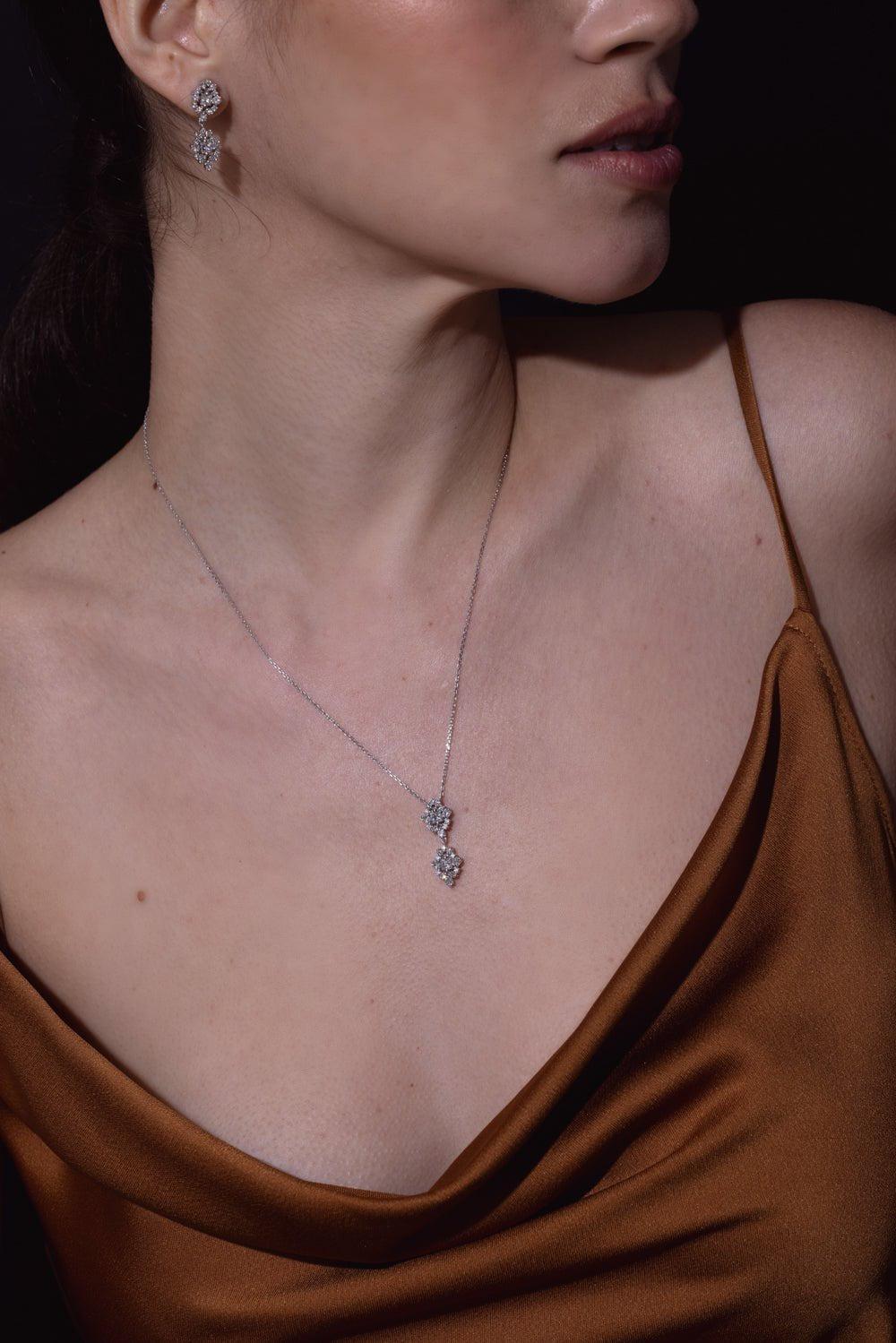 Double Star Diamond Drop Earrings - Image 5