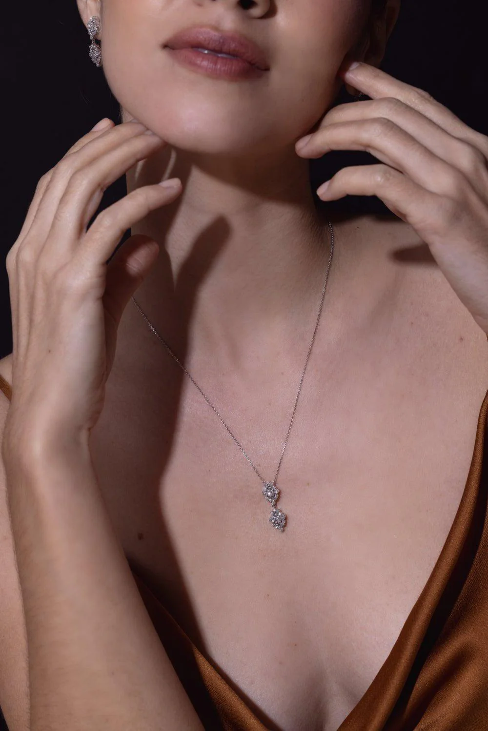 Double Star Diamond Pendant Necklace - Image 3