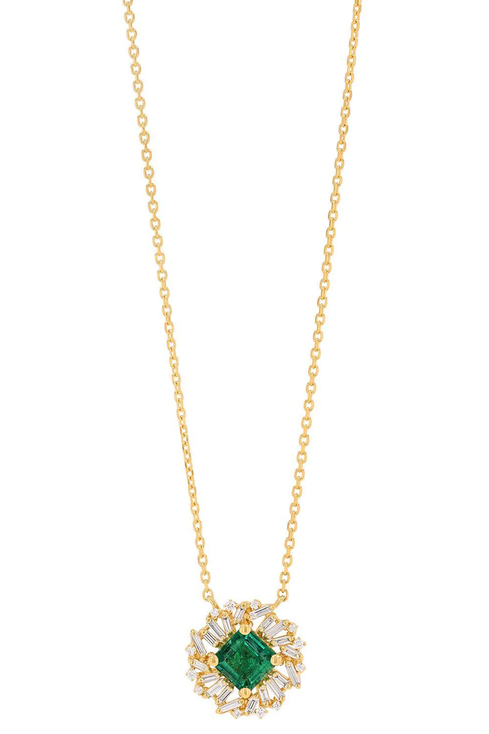 Emerald Diamond Pendant Necklace