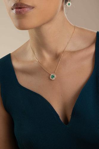 Emerald Diamond Pendant Necklace - Image 2