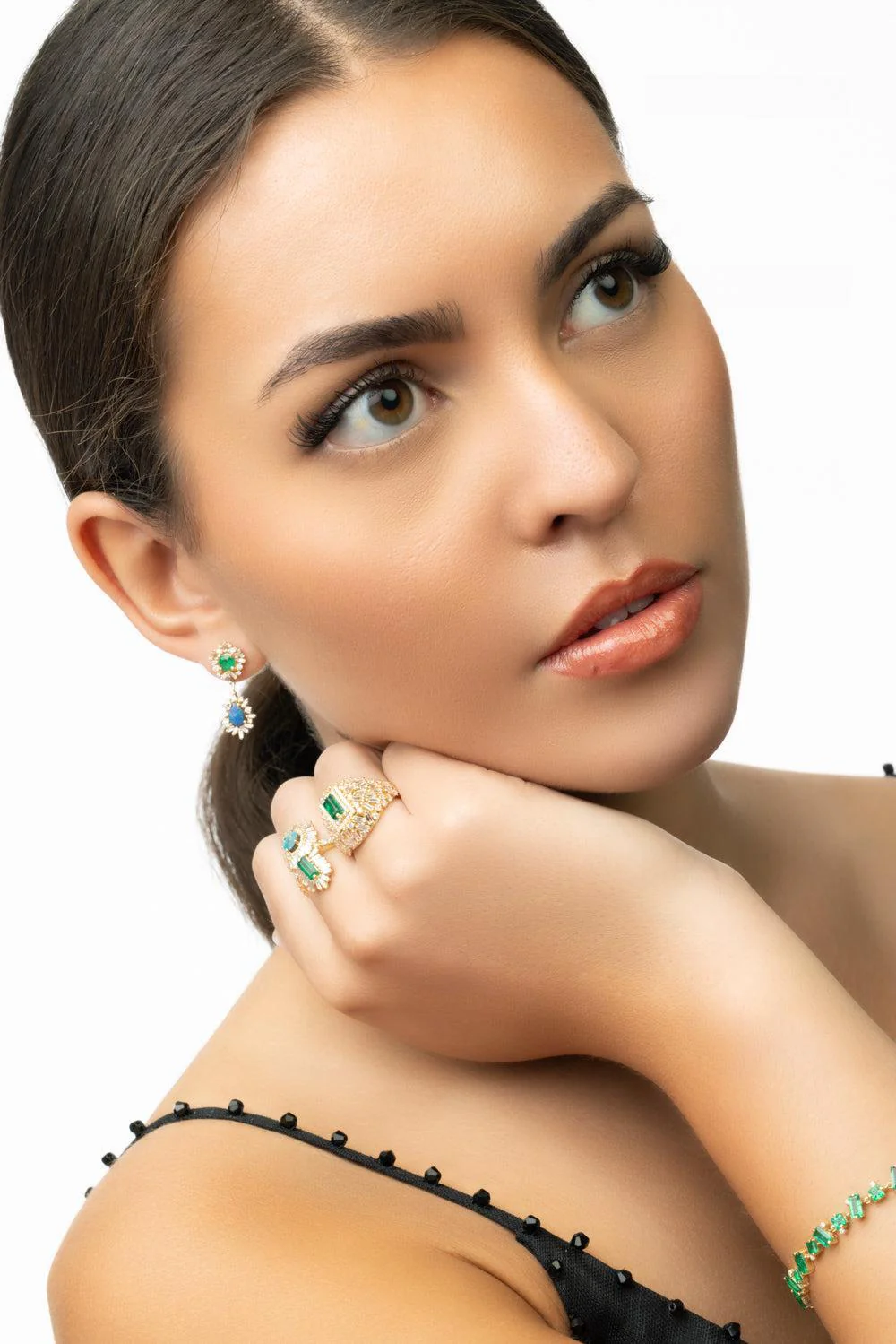 Emerald Opal Double Drop Earrrings - Image 3
