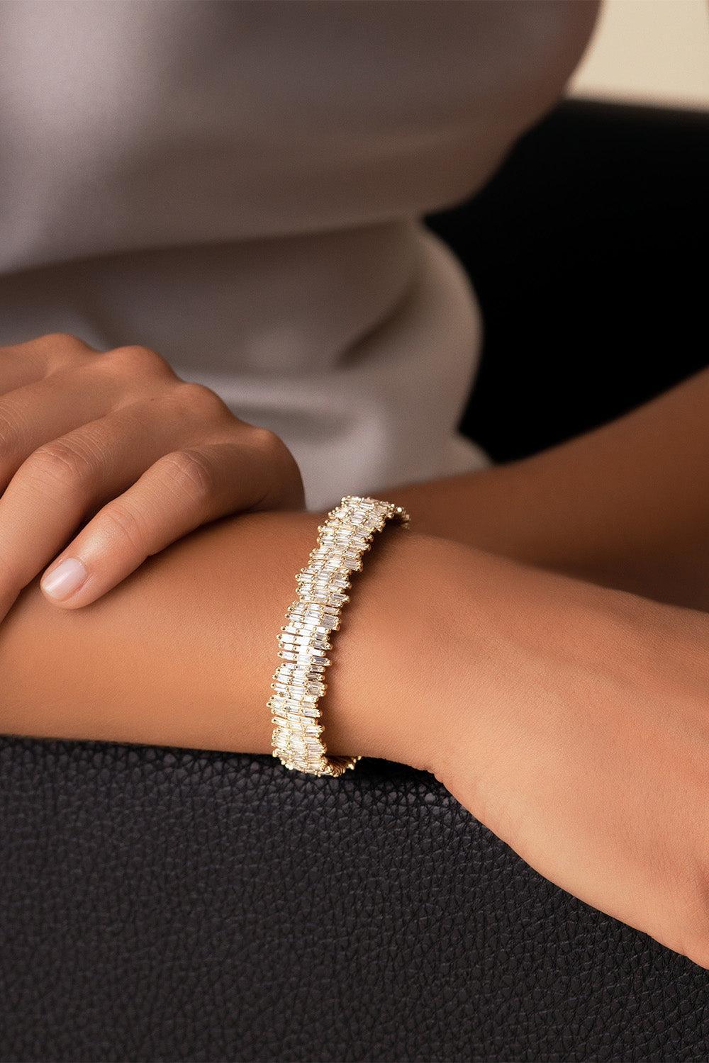 Firework Baguette Diamond Eternity Bangle Bracelet - Image 3