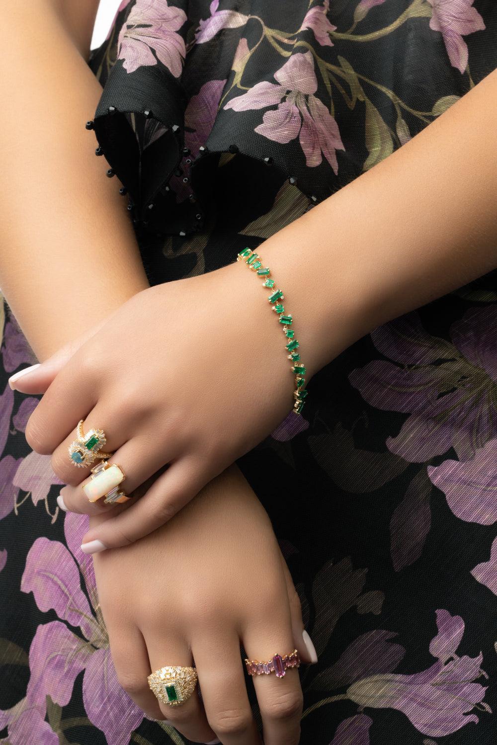 Mixed Emerald Tennis Bracelet - Image 4
