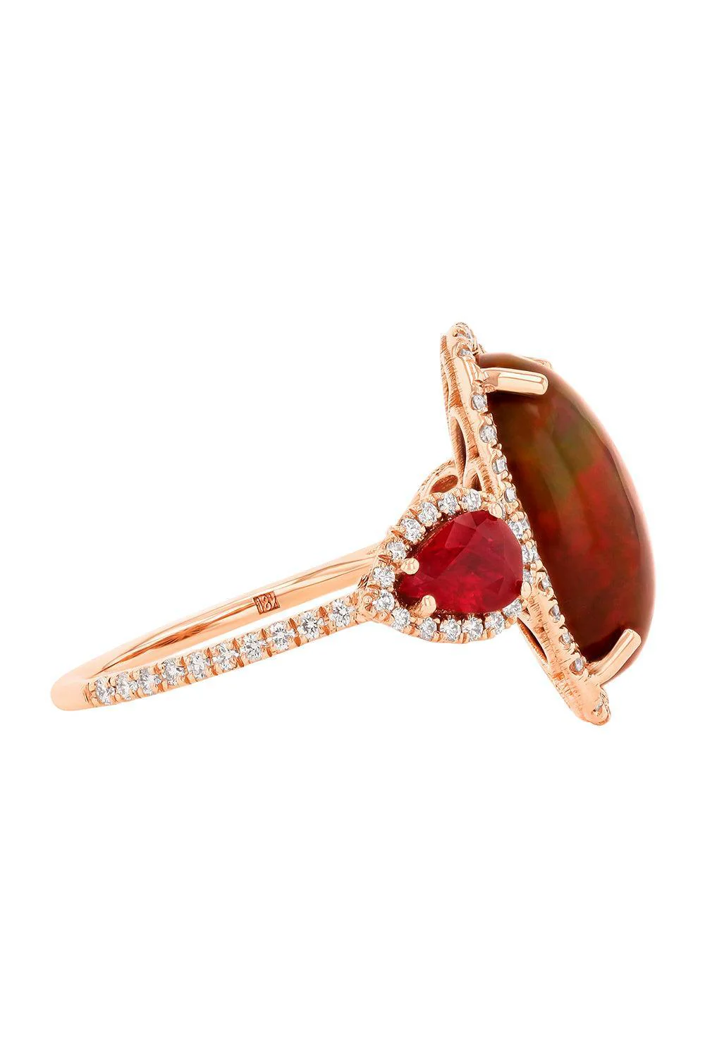 Opal Ruby Diamond Halo Ring - Image 5