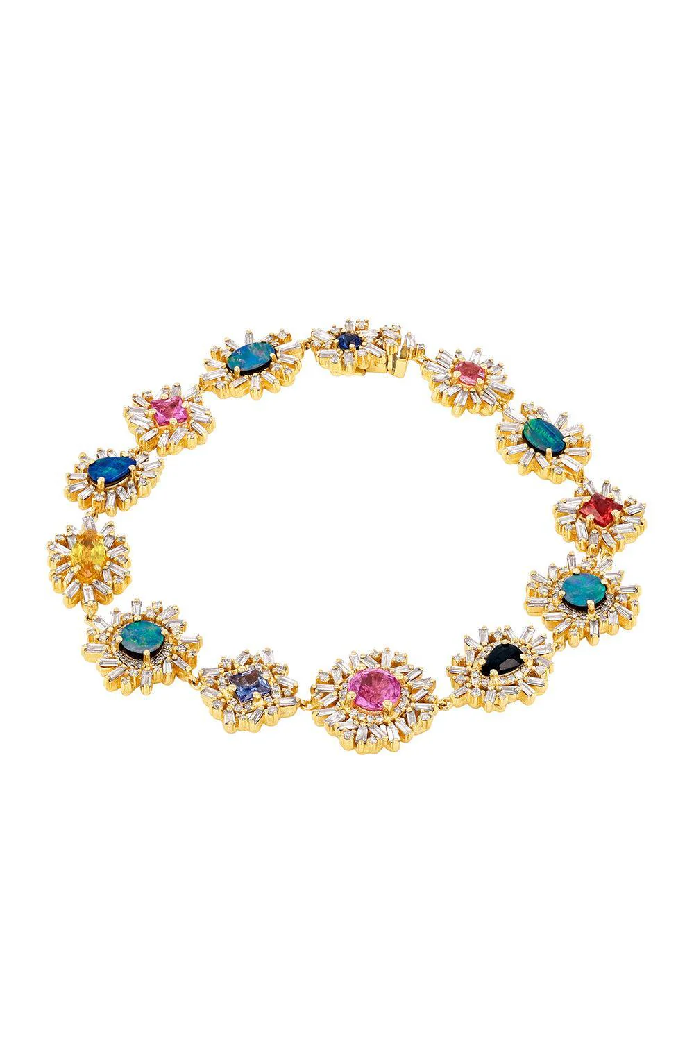 Opal Sapphire Flower Burst Bracelet