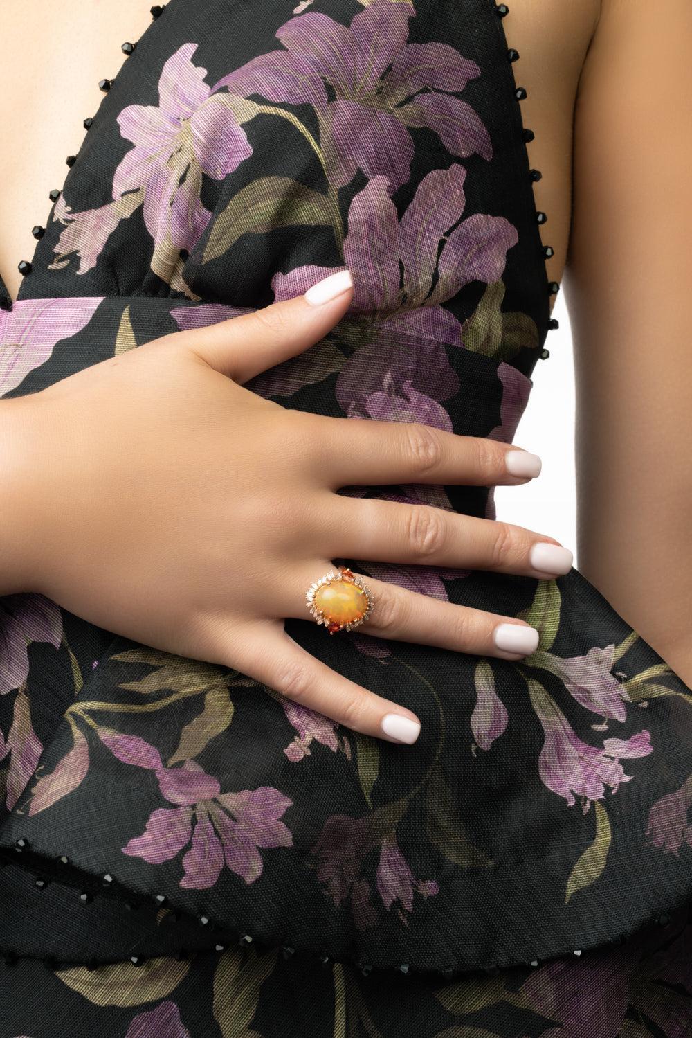 Oval Opal Diamond Portrait Ring - Image 3