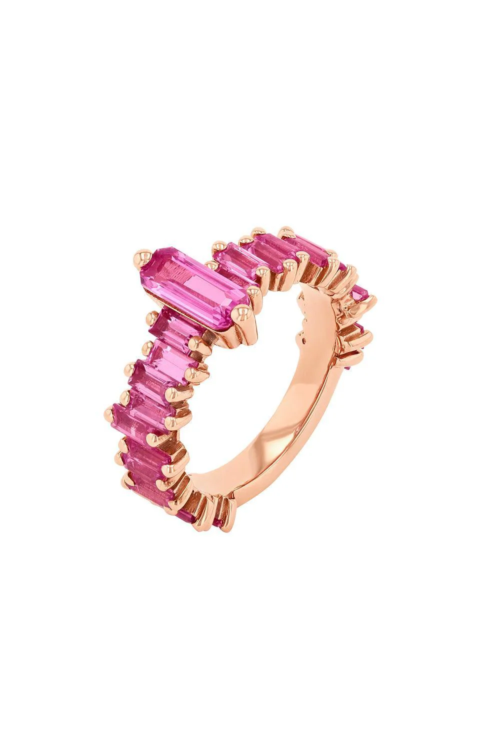 Pink Sapphire Baguette Step Ring