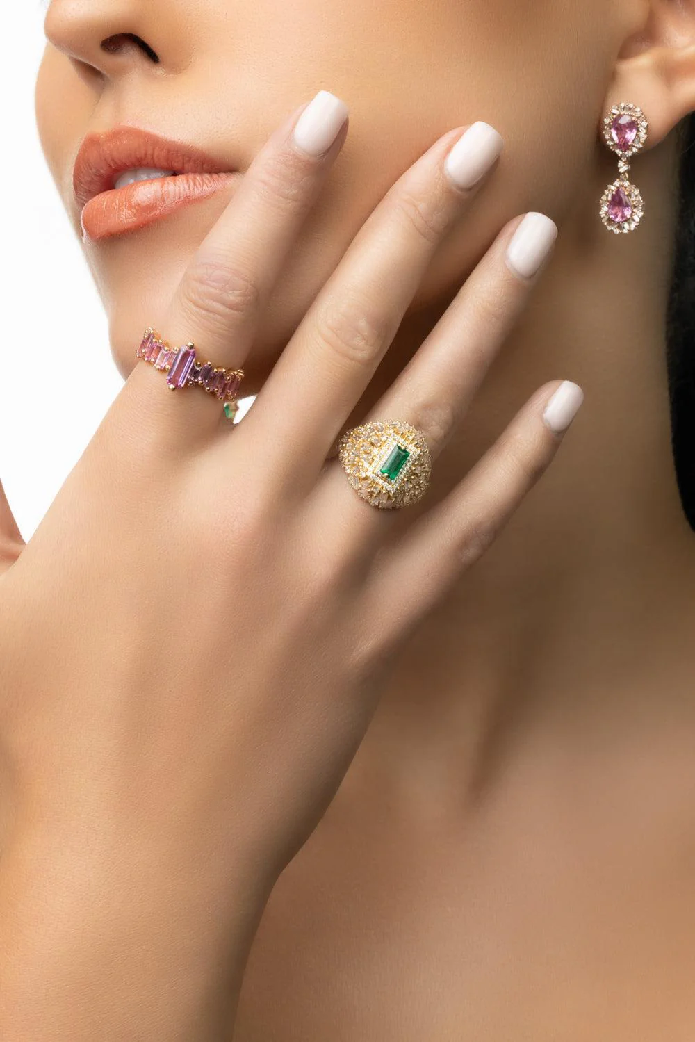 Pink Sapphire Baguette Step Ring - Image 2