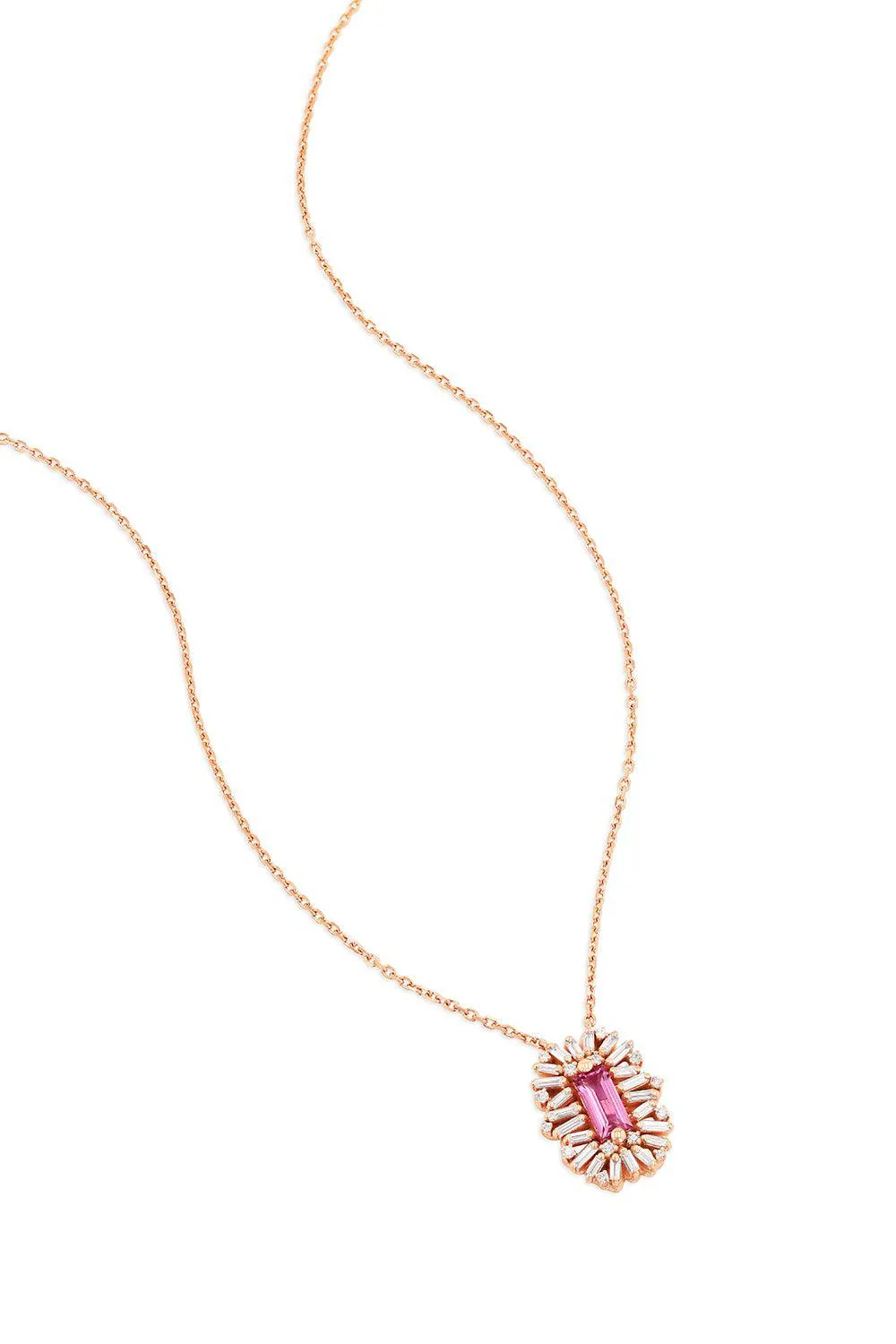 Pink Sapphire Diamond Spark Pendant Necklace