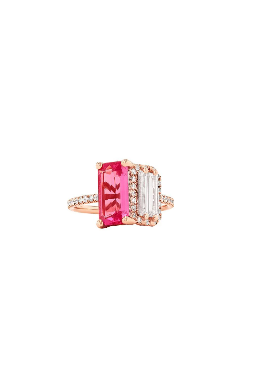 Pink Sapphire Diamond Triple Tower Ring
