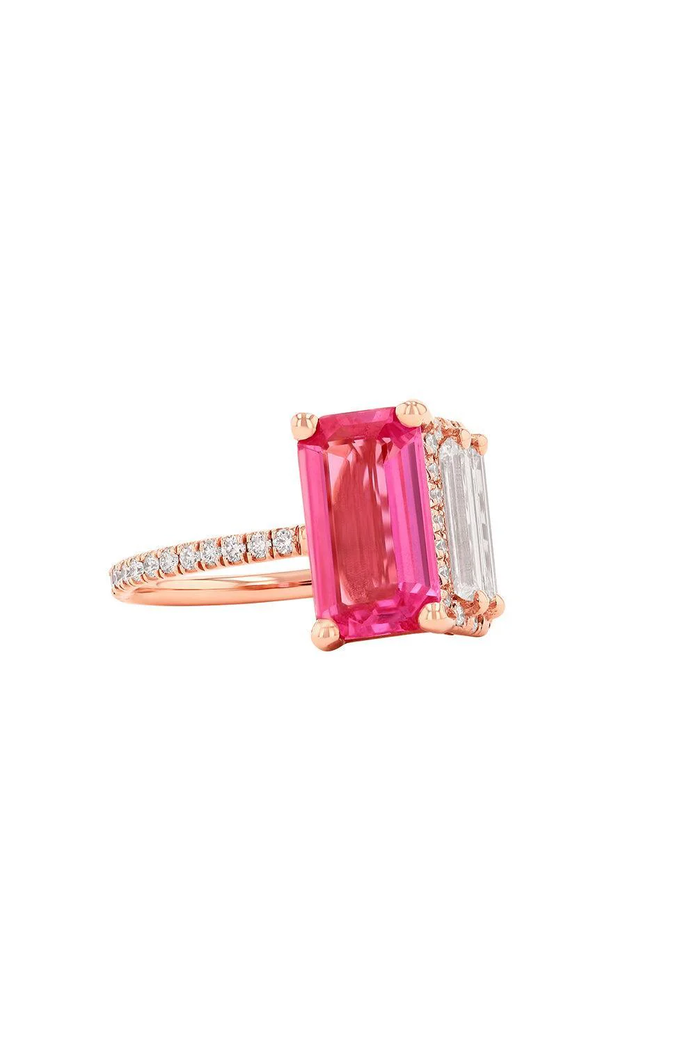 Pink Sapphire Diamond Triple Tower Ring - Image 5