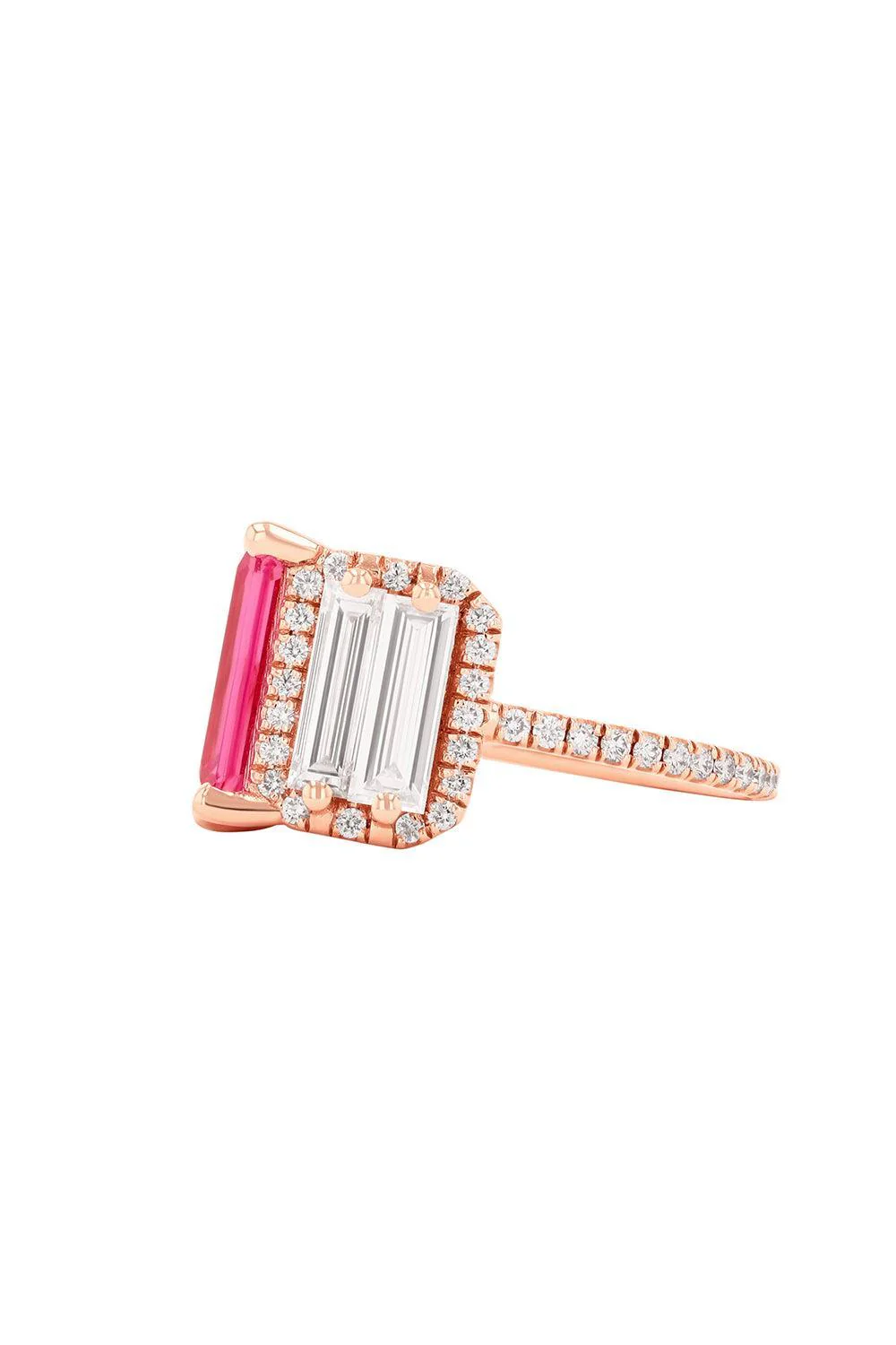 Pink Sapphire Diamond Triple Tower Ring - Image 6