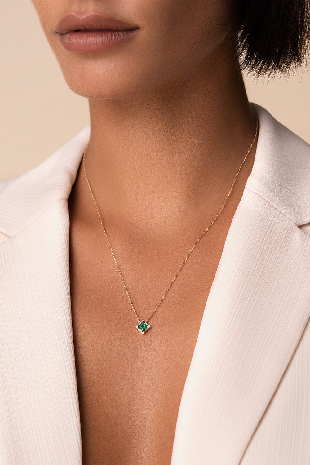Princess Cut Emerald Necklace - Image 2