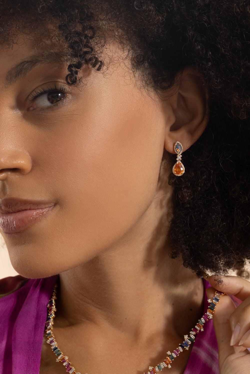 Yellow Sapphire Opal Drop Earrings - Image 3