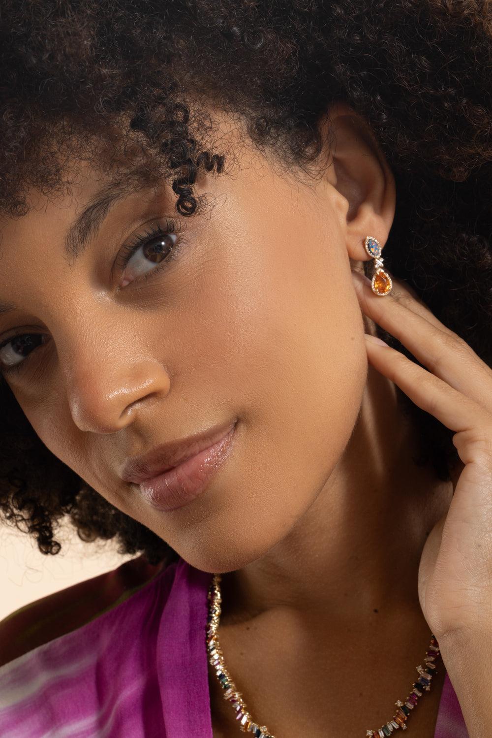 Yellow Sapphire Opal Drop Earrings - Image 4