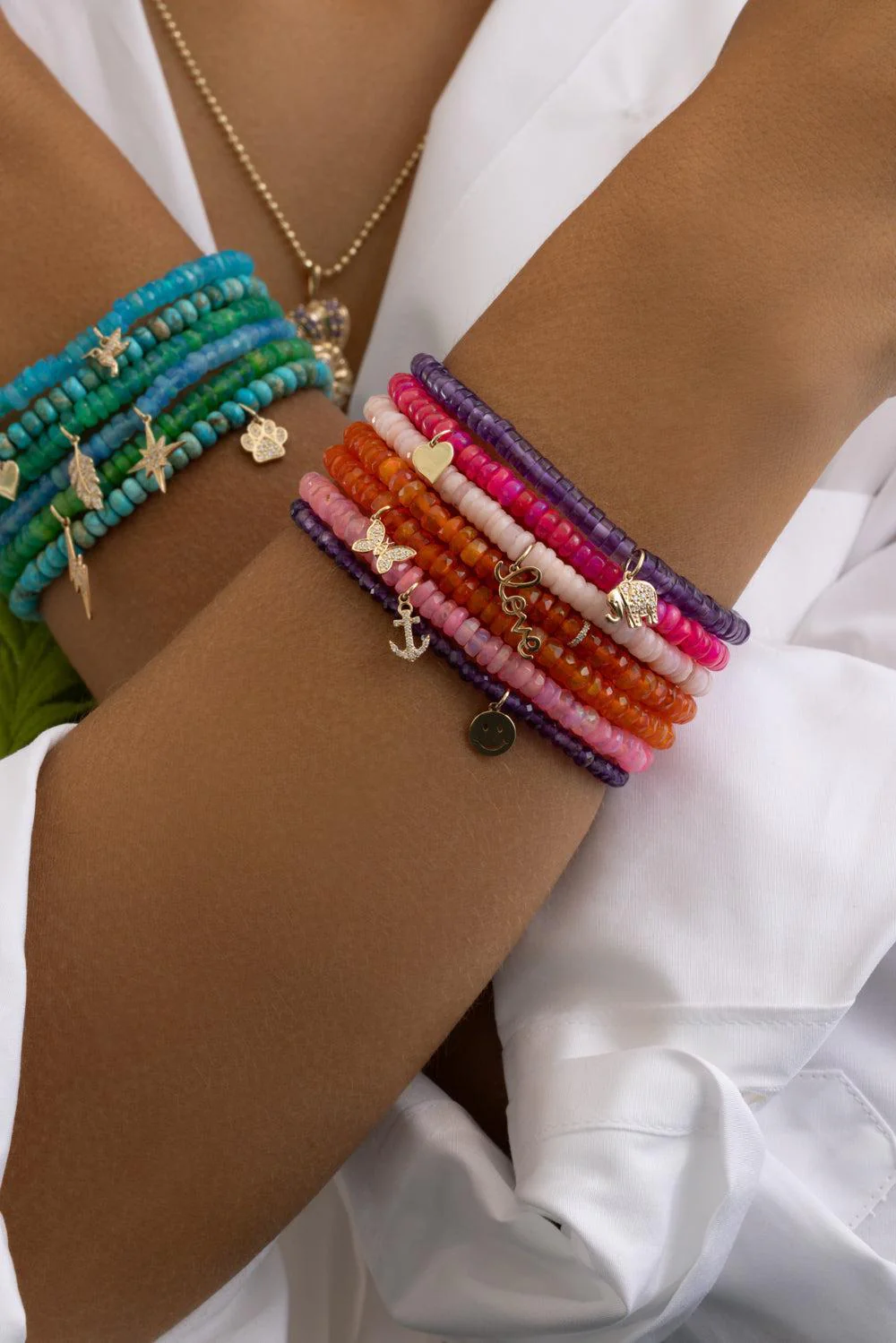 Amethyst Heishi Mini Elephant Charm Bracelet - Image 3