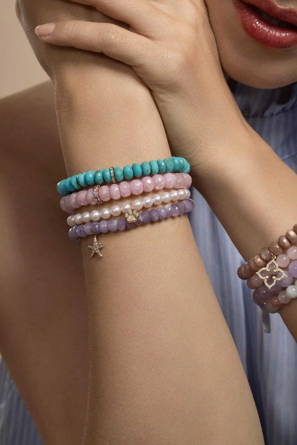 Amethyst Small Starfish Charm Bracelet - Image 2