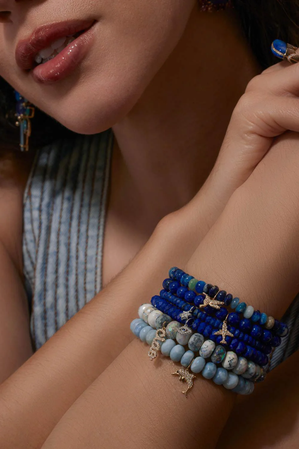 Baby Star Of David Lapis Charm Bracelet - Image 2