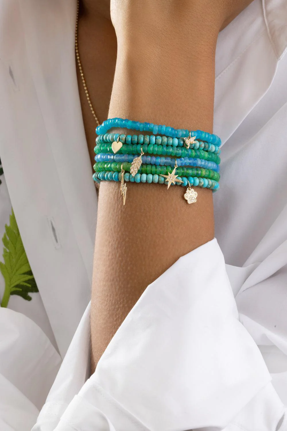 Blue Opal Small Starburst Charm Bracelet - Image 2