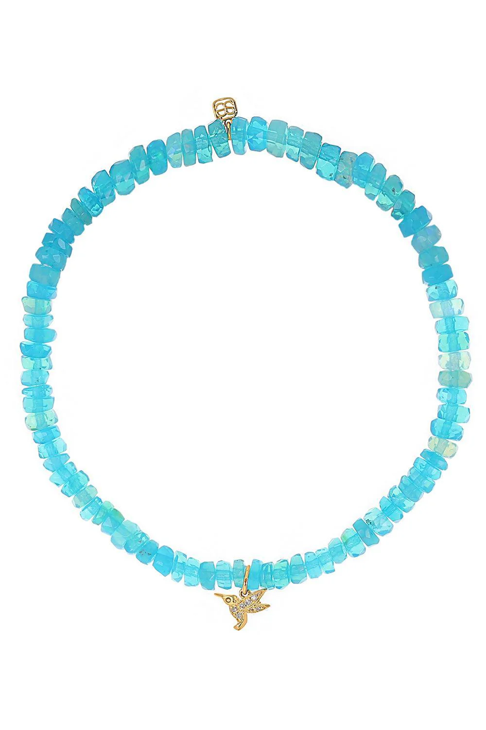 Blue Opal Tiny Hummingbird Charm Bracelet