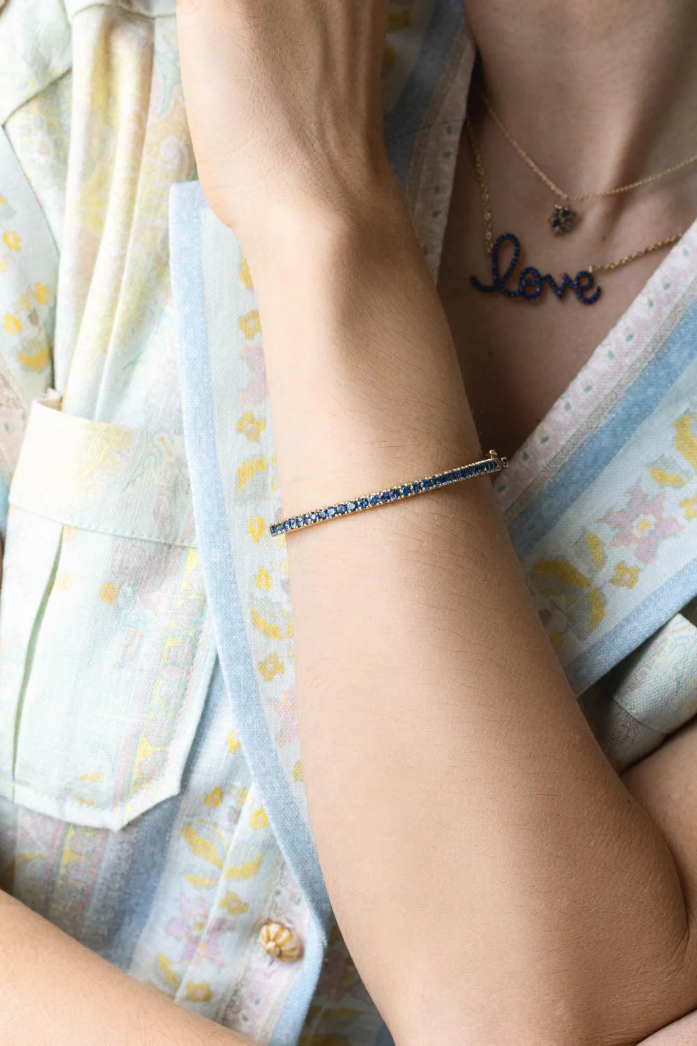 Blue Sapphire Bangle Bracelet - Image 3