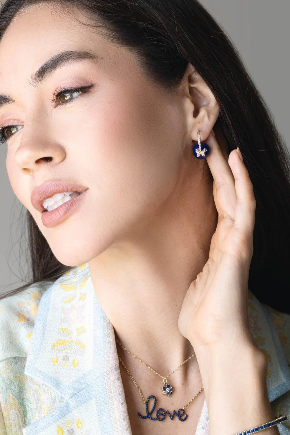 Coral Bead Butterfly Earrings - Image 2